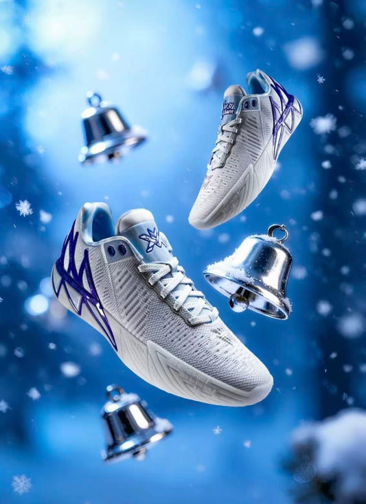 ANTA KT11 Christmas Snowflake クレイ・トンプソン バスケットボールシューズ アイスブルー ホワイト 側面