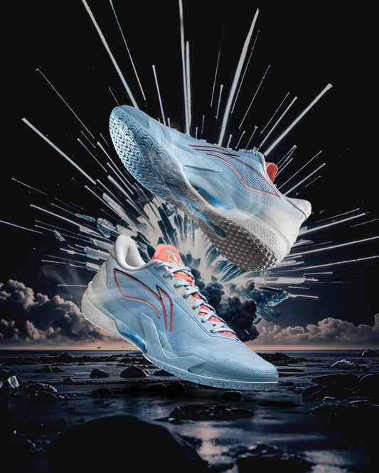 Li-Ning Liren 5 Low Glacier バスケットボールシューズ グレイシャーブルー オフホワイト 側面