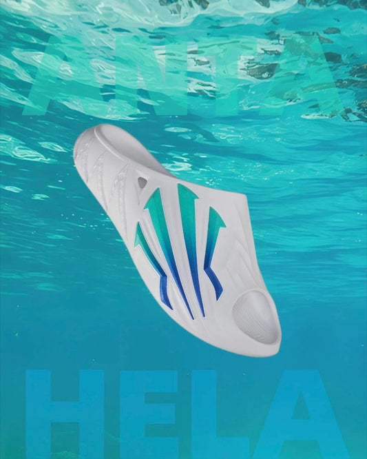 ANTA HELA SLIDE 2 White 正面 ホワイト ティール ブルー トゥカバー