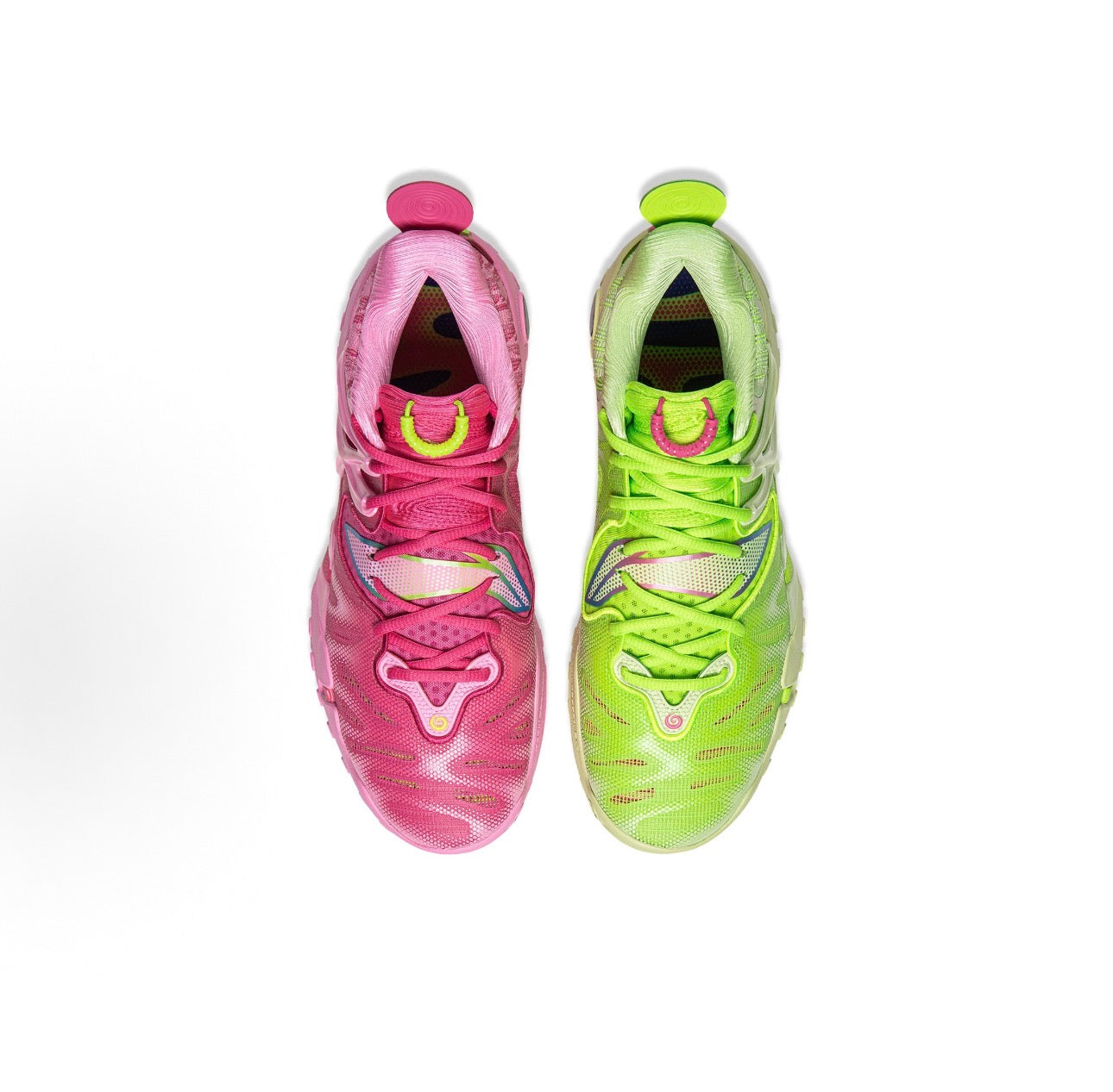 Li-Ning BadFive 6 Mismatch ピンク グリーン 両足 正面