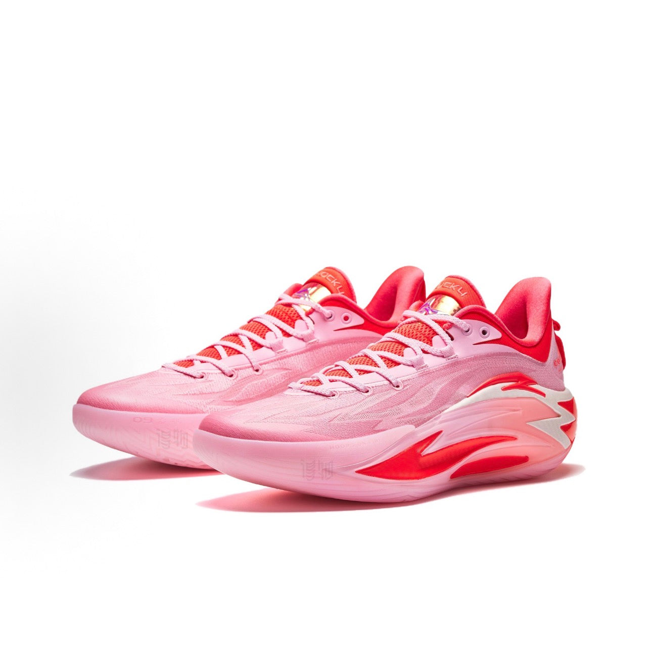 ANTA Shock Wave 7 Pink Flame バスケットボールシューズ ピンク グレー 側面