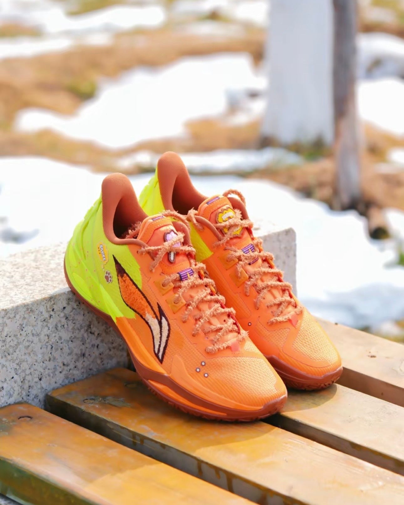 Li-Ning Liren 6 V2 Zootopia Nick ディズニーコラボ バスケットボールシューズ オレンジ グリーン 側面