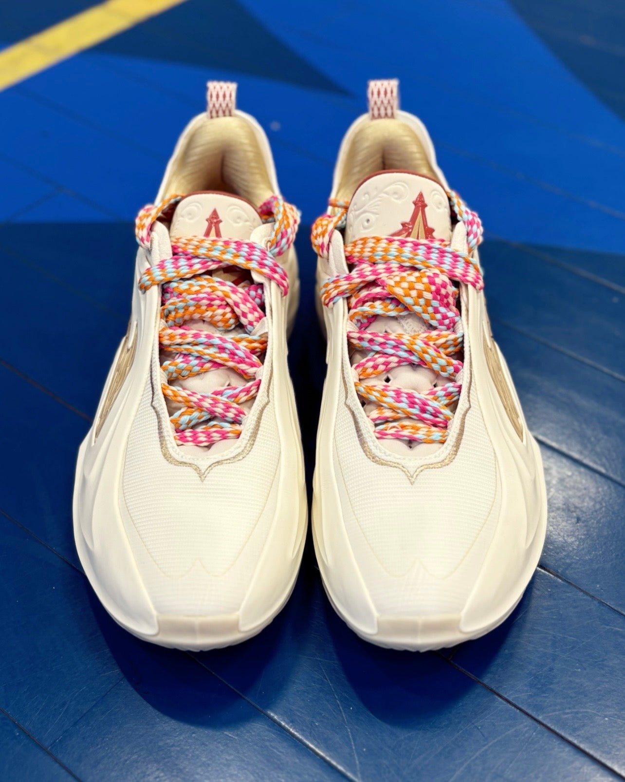 Li-Ning JB4 Flying Horse 天馬 ゴールド 紋様 トップビュー 接写