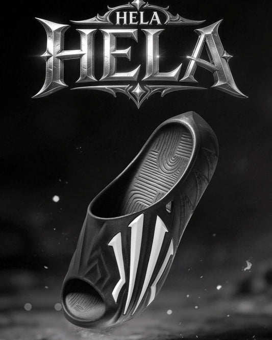 ANTA HELA SLIDE 2 Black ホワイト 稲妻グラフィック EVAアッパー ブラック 接写