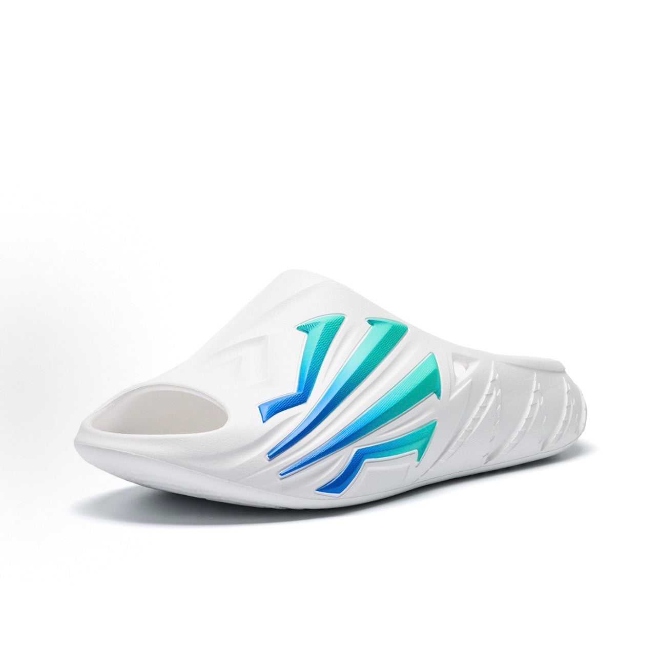 ANTA HELA SLIDE 2 White カイリー・アービング ライフスタイルスライド ホワイト ティール ブルー 斜前方