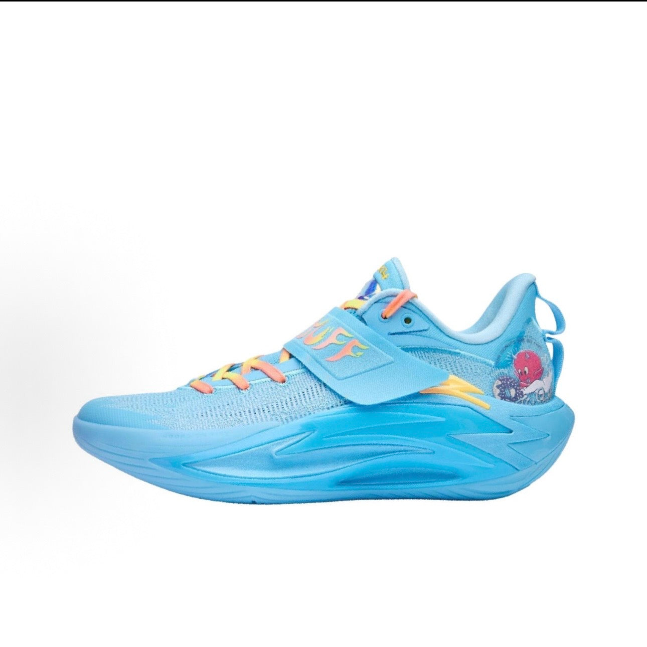 ANTA Shock Wave 7 Pro Sky Blue バスケットボールシューズ スカイブルー イエロー 側面