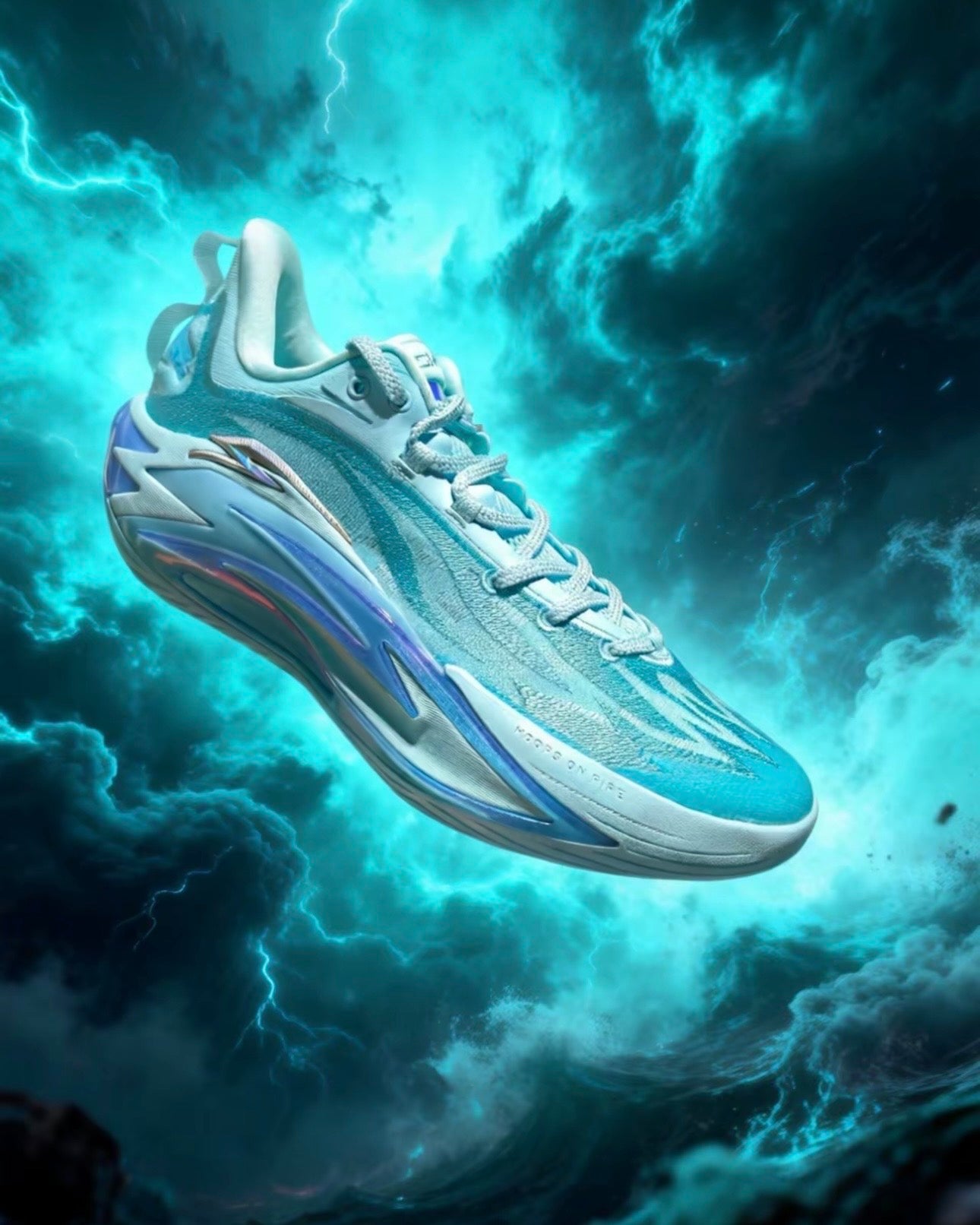 ANTA Shock Wave 7 Pro Prince Blue バスケットボールシューズ プリンスブルー 透明ミッドソール 側面