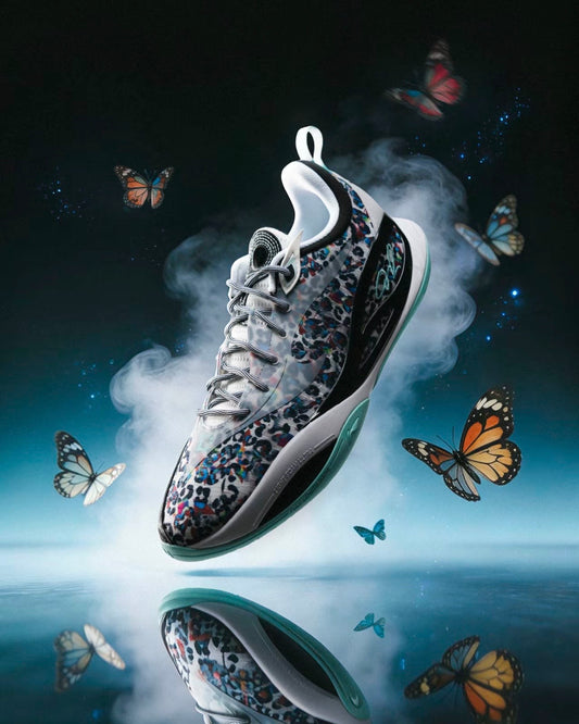 Li-Ning DLo 2 Butterfly 2 バスケットボールシューズ レオパード ホログラフィック ミントグリーン 側面