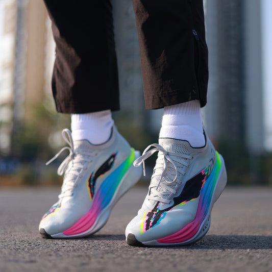 リーニン 飛電6 FEIDIAN 6 ELITE Gray Pink 着用 グレー マルチカラー マラソン ランニング