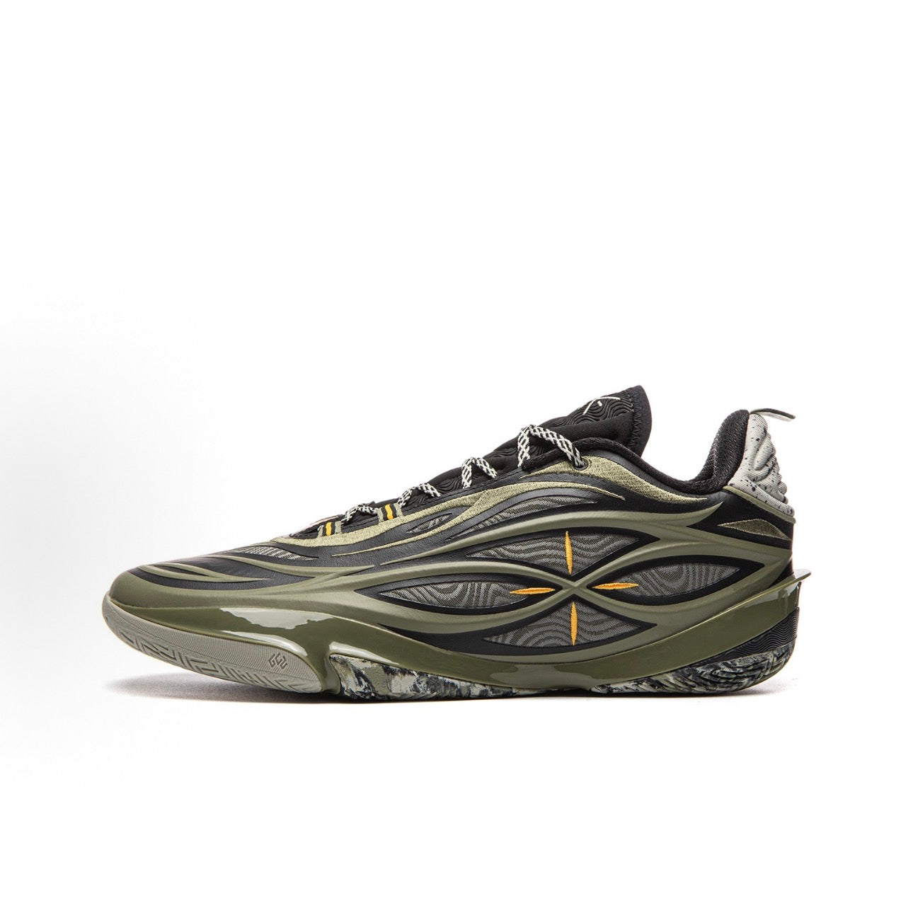 Way of Wade 808 5 Ultra V2 ベテラン オリーブグリーン ブラック ウェーブ パターン アッパー 接写