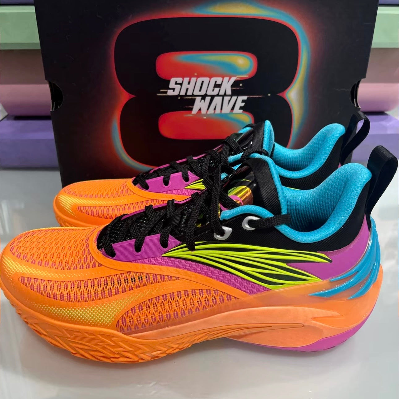 Shock Wave 8 Flame オレンジ ピンク ターコイズ アッパー 炎 接写