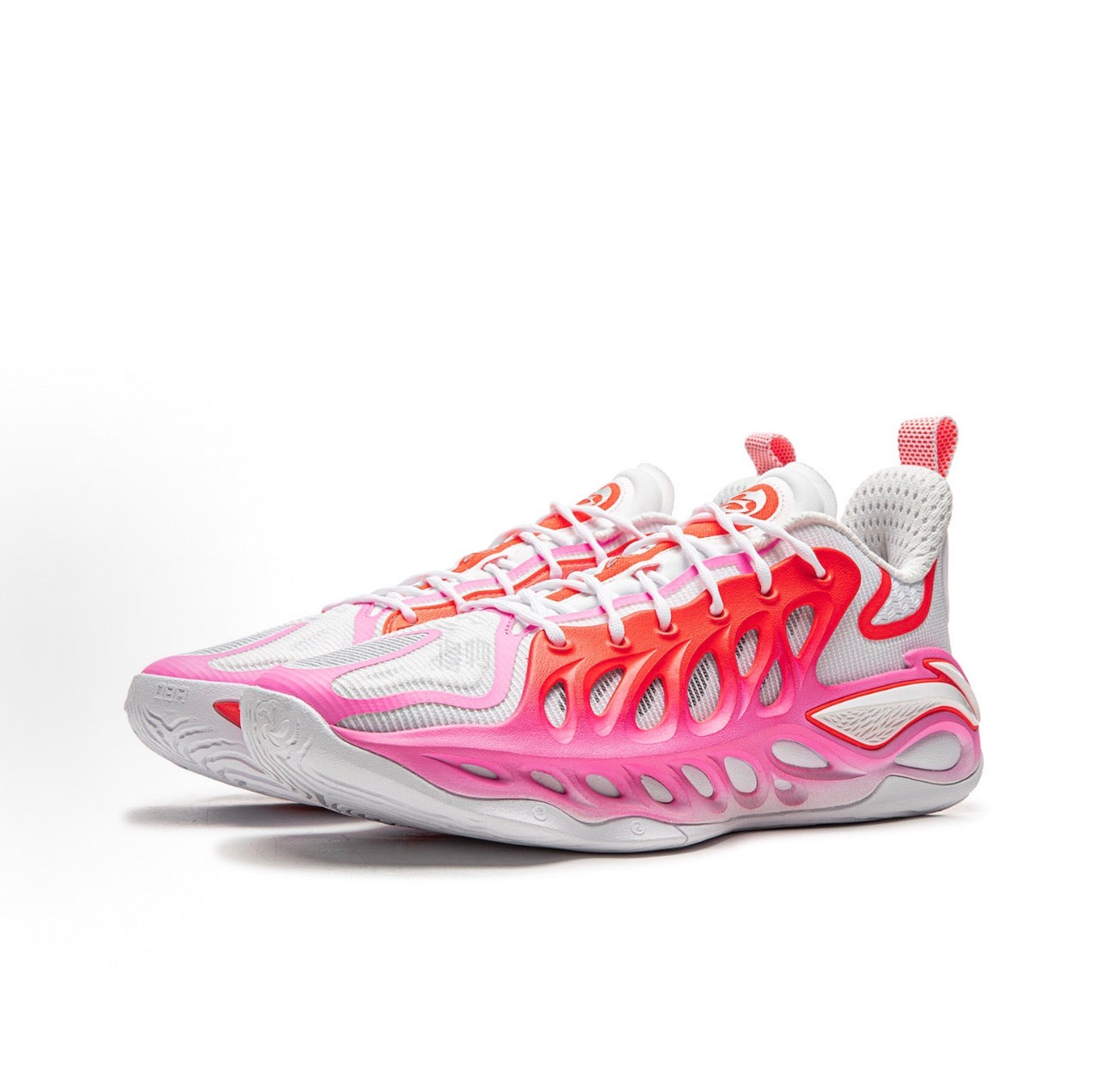 Li-Ning BadFive Hunting 2 Super ホワイト×レッド×ピンク 側面