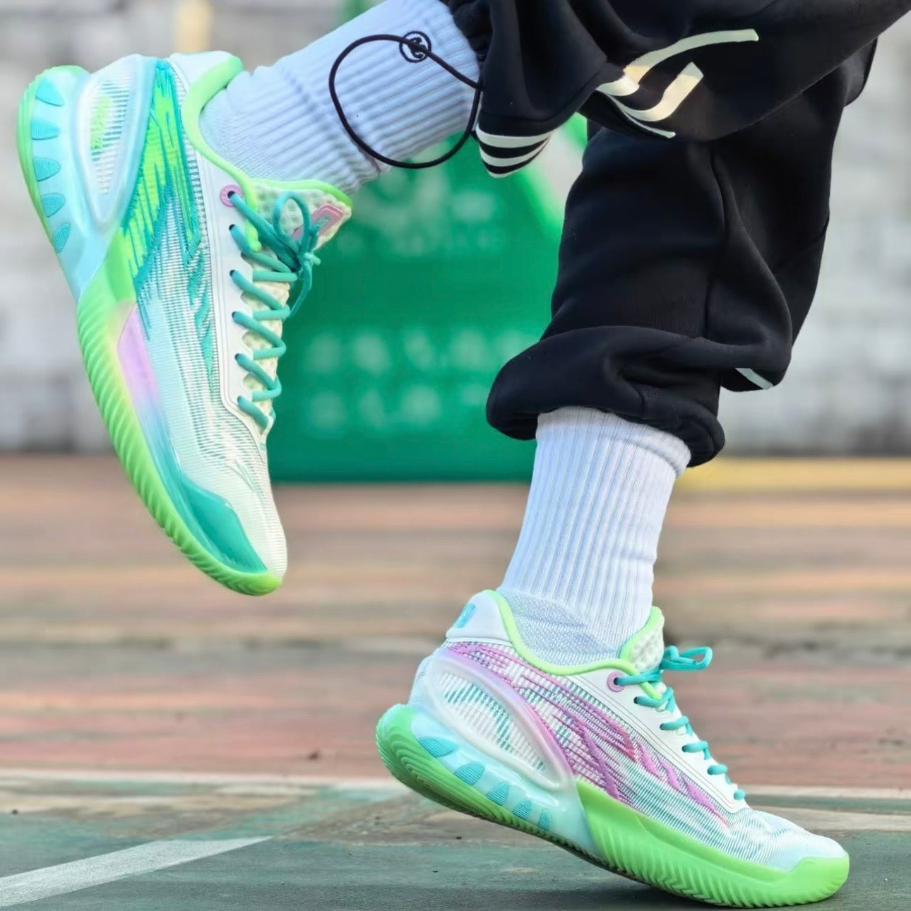 ANTA ZAP 3 White Green 緑波 着用 コート ホワイト×グリーン