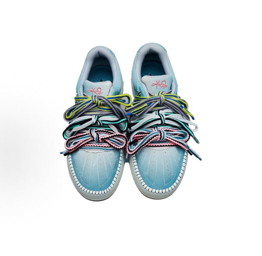 Hélà Style Roots Ombre Blue ターコイズ ミント グラデーション スエード 接写