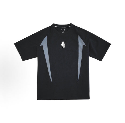 ANTA KAI ウーブン Tシャツ ブラック グレーパネル 正面