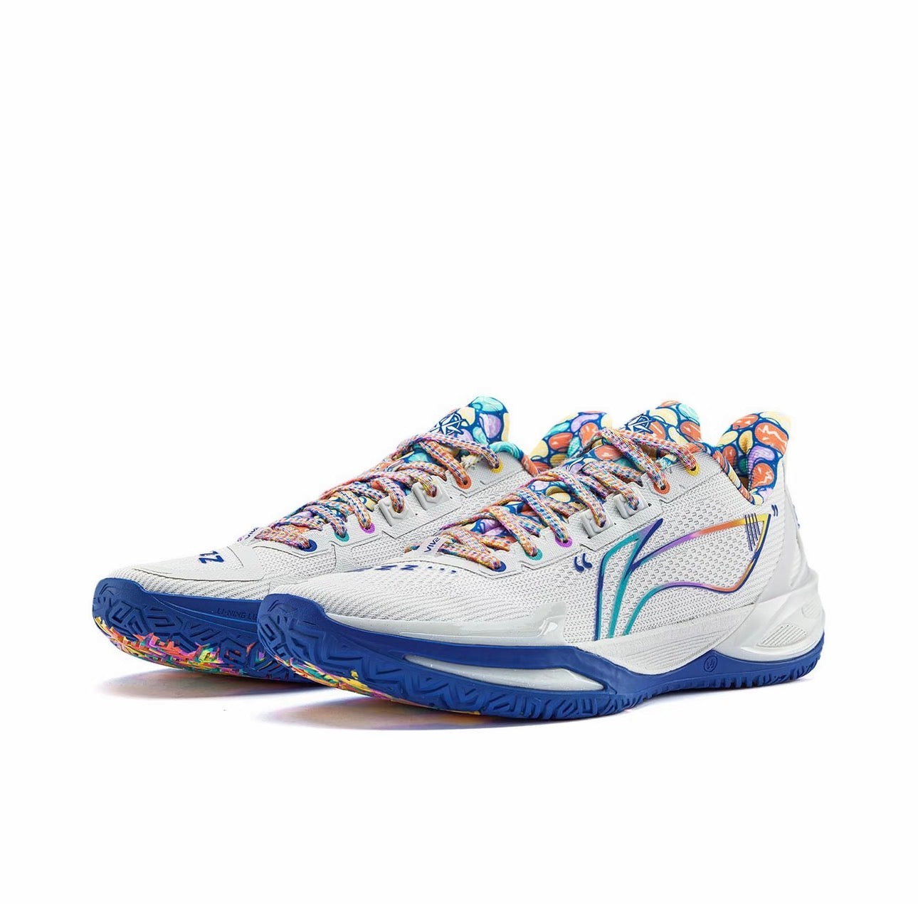 Li-Ning Liren 6 V2 I Person ホワイト ブルー レインボーライン 斜め前方

