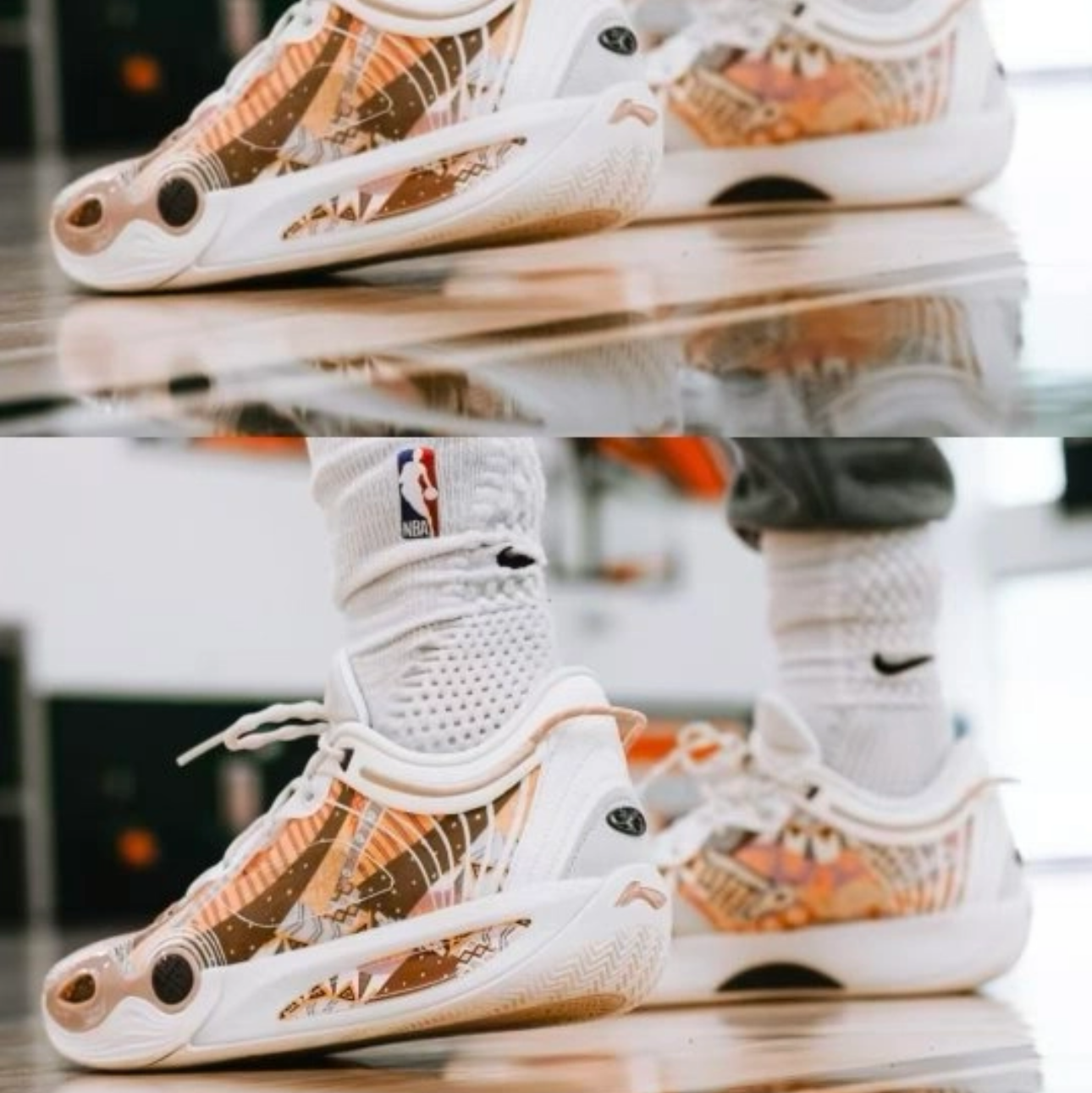 Li-Ning Wade All City 14 ENCORE Origin 着用イメージ 花柄 ベージュ
