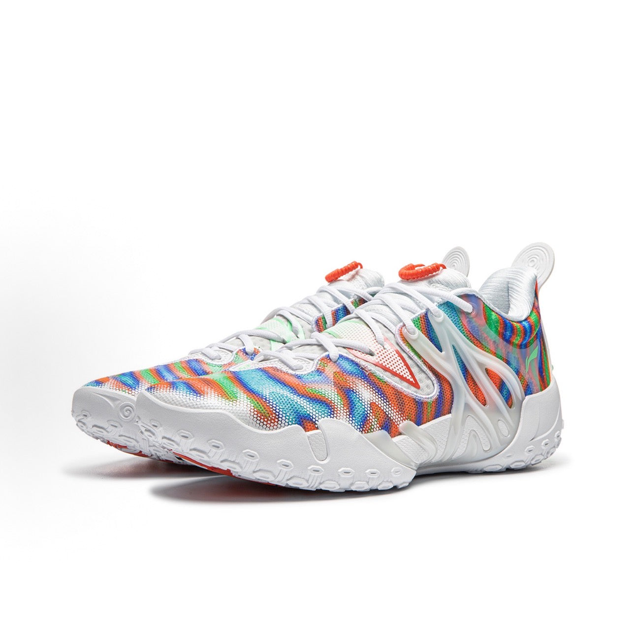 Li-Ning BadFive 6 Rainbow ホワイト マルチカラー グラフィティ 斜め前方
