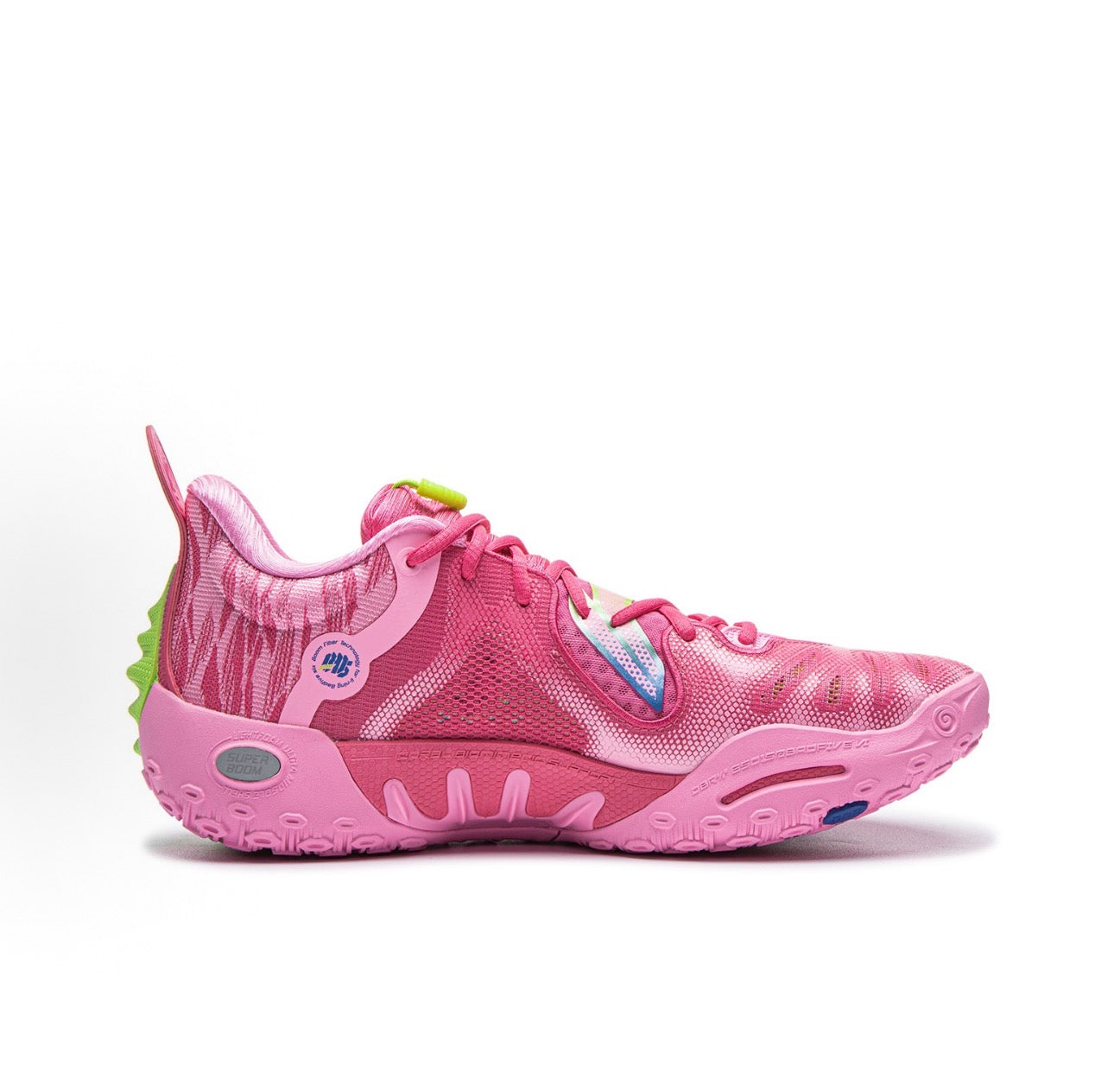Li-Ning BadFive 6 Pink 斜め後方 ヒール ピンク グリーン
