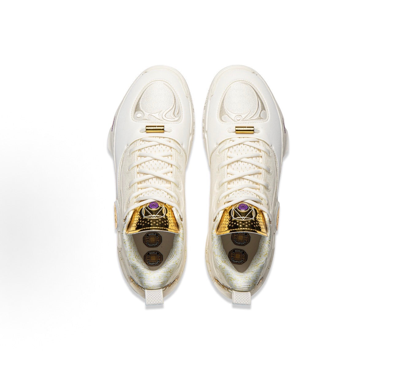 Li-Ning Way of Wade 12 Dynasty 上面 トップビュー クリームホワイト ゴールドメダリオン
