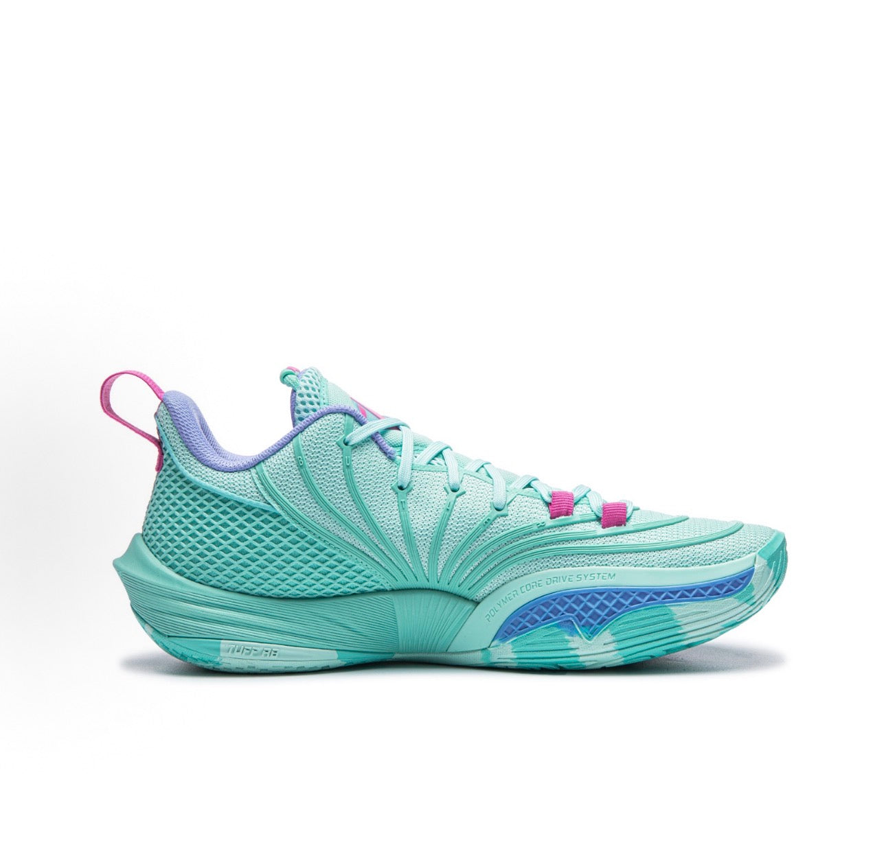 Li-Ning Jimmy Butler Bucket 2 Turquoise 斜め後方 ヒールTPU クロー形状 パープル
