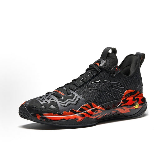 ANTA Shock Wave 5 Pro Flame ブラック レッド 斜め前方