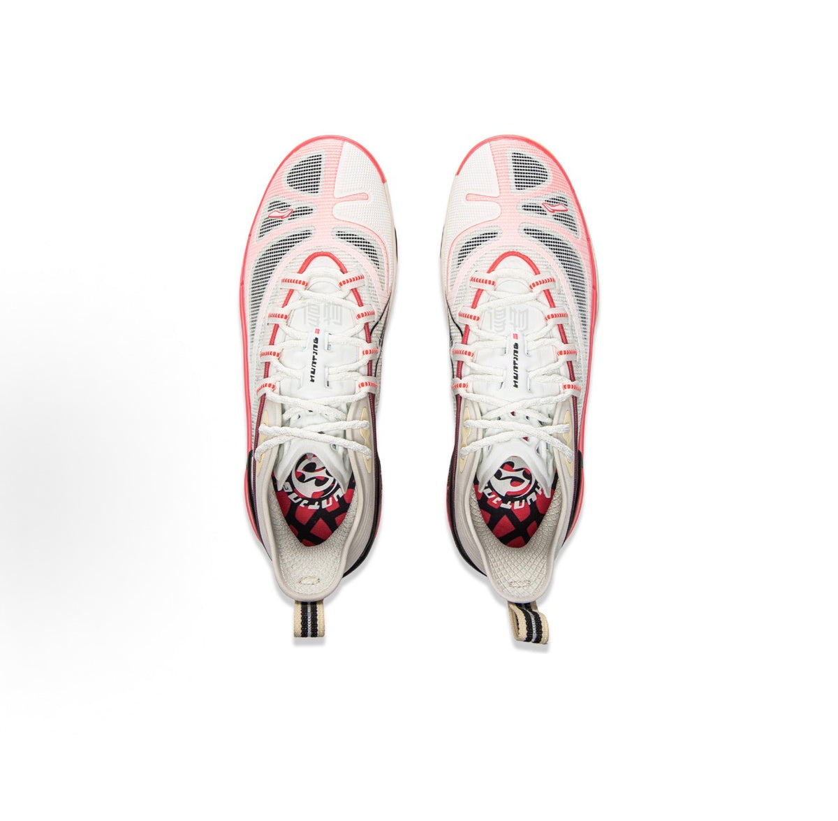LI-NING BADFIVE Dominator 1 Super White/Pink 上から見たペア