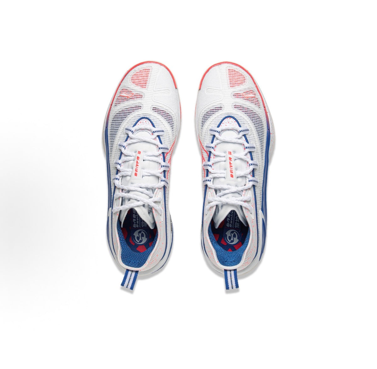 LI-NING BADFIVE Dominator 1 Super White/Blue/Red 上から見たペア