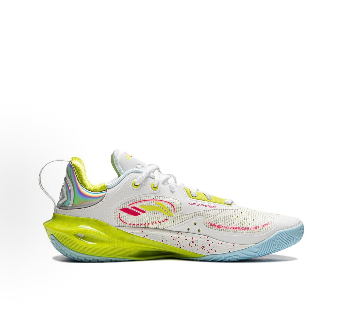 リーニン LI-NING SPEED 11「ホワイト/ネオンイエロー」スピード11 バッシュ 側面