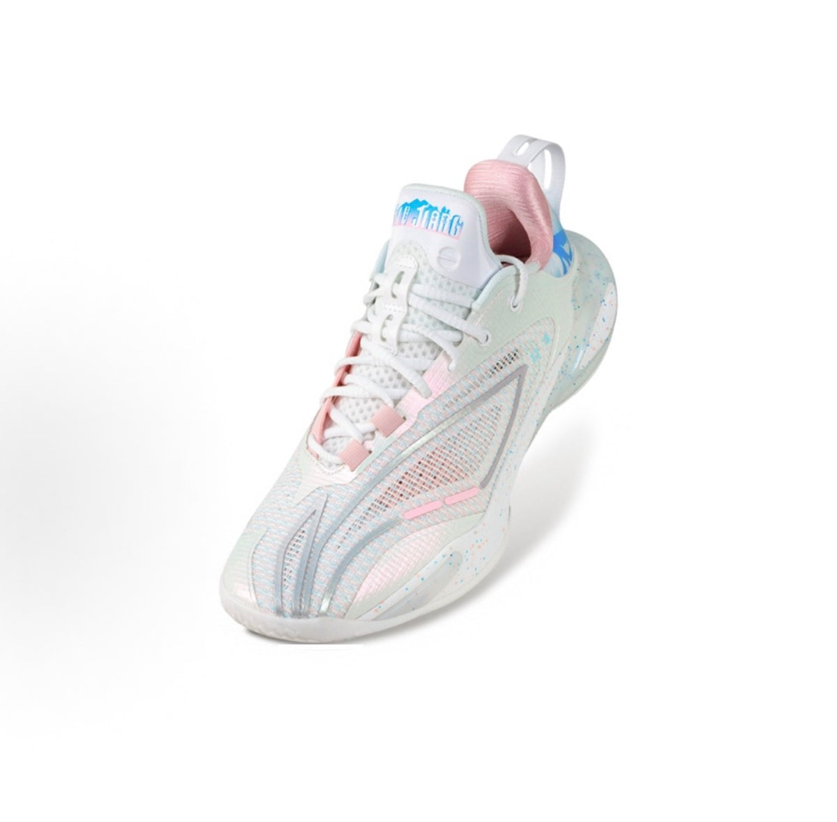 リーニン LI-NING SPEED 11「ホワイト/パステル」スピード11 バッシュ 斜め前方